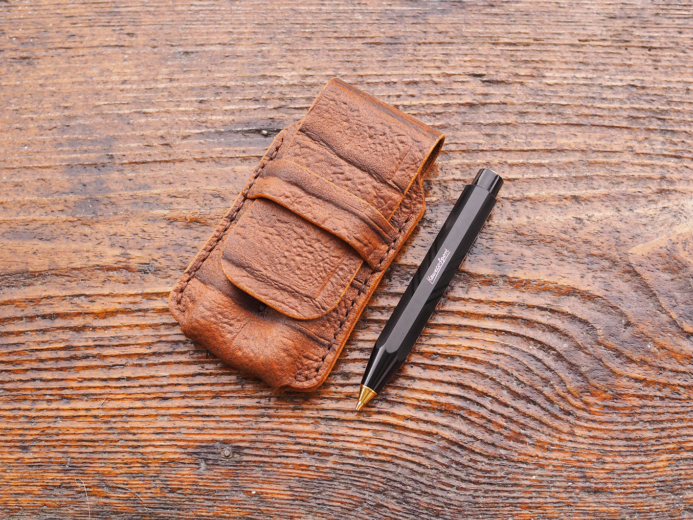 Stiftetui für 2 Pocketpens - Braun - Krokoprägung