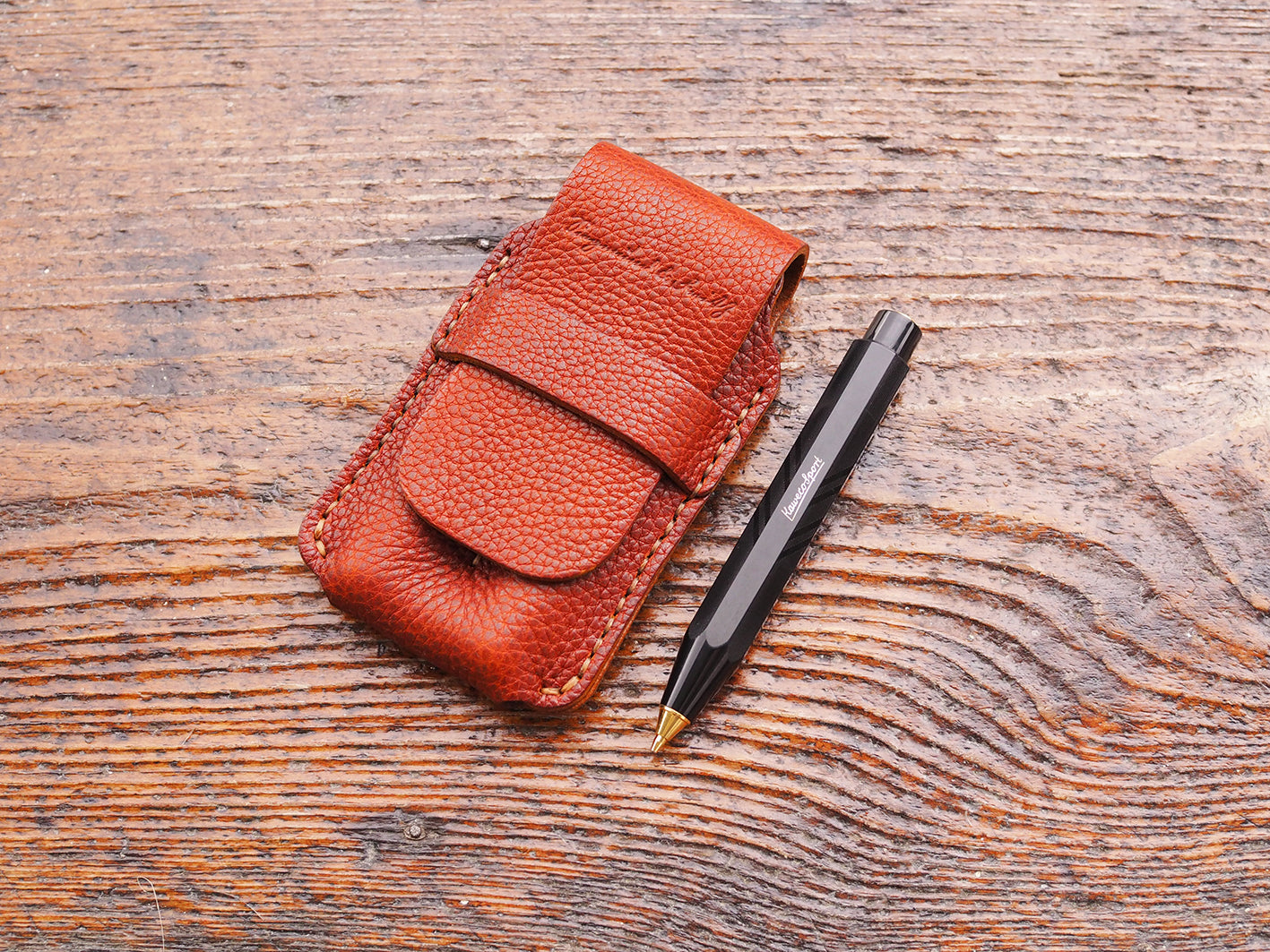Stiftetui für 2 Pocketpens - cognac - gemillt