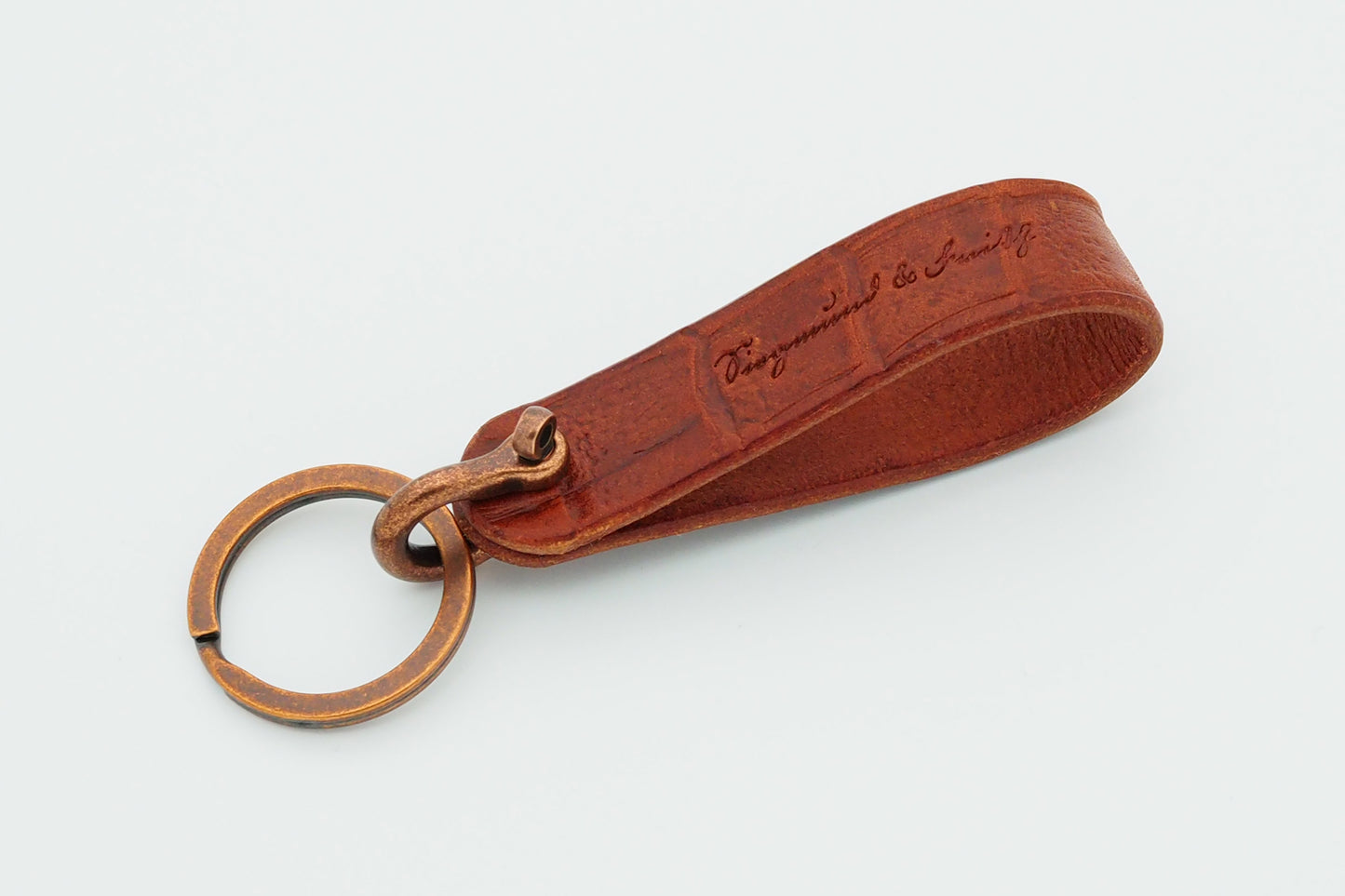 Schlüsselanhänger - Cognac / Kroko / Alt-Kupfer