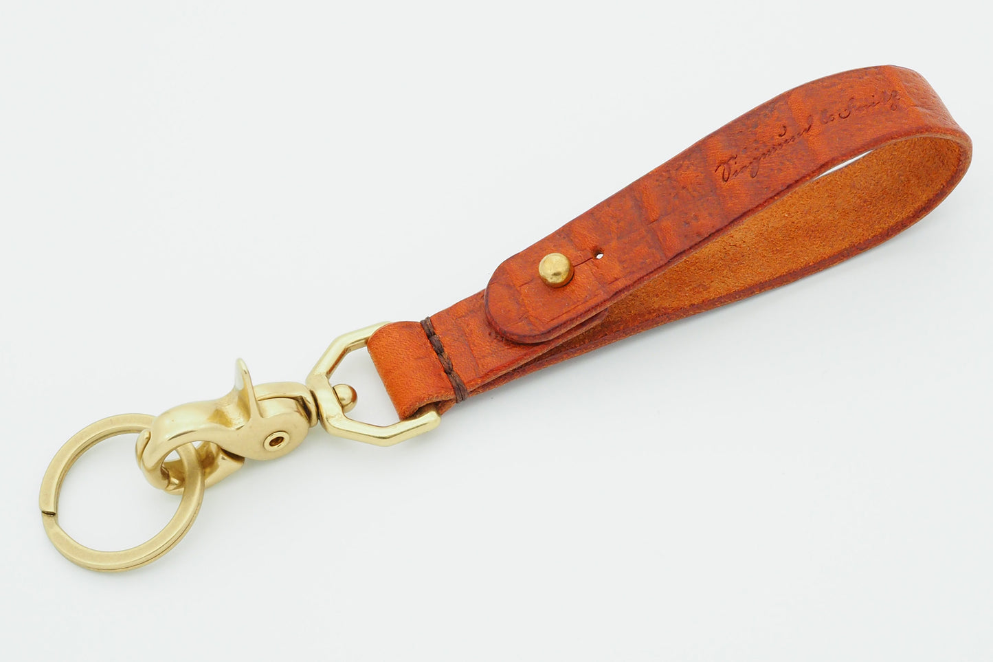 Schlüsselanhänger - lang - Cognac / Kroko / Messing