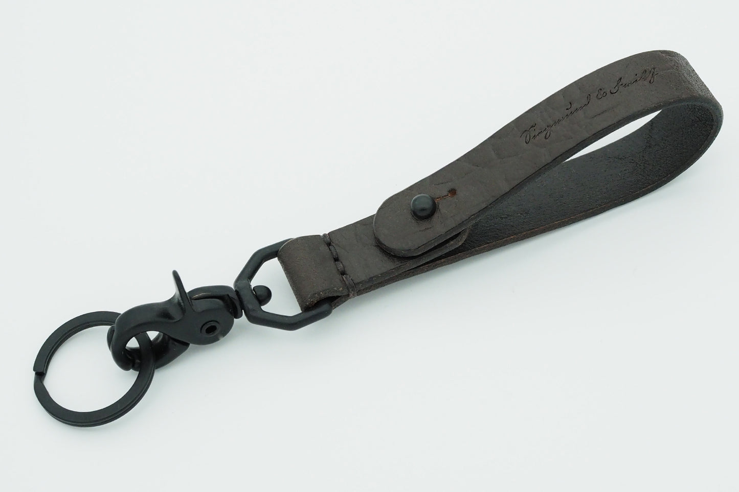 Schlüsselanhänger - lang - Dunkelbraun / Kroko / Mattschwarz