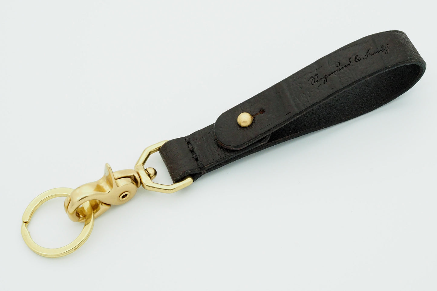 Schlüsselanhänger - lang - Dunkelbraun / Kroko / Messing