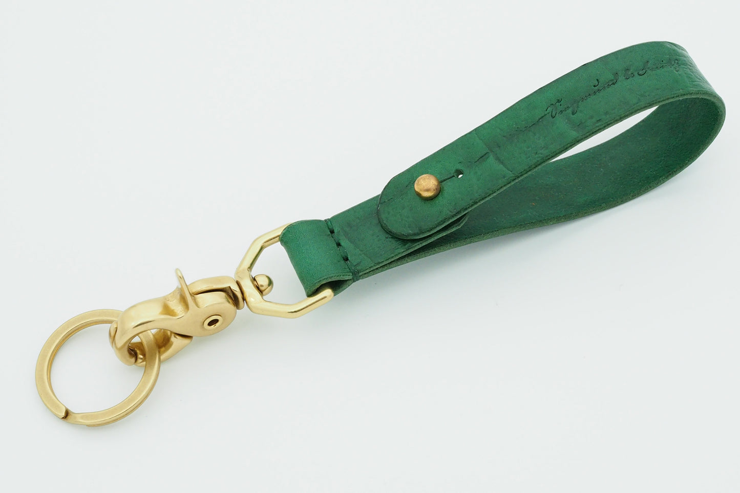 Schlüsselanhänger - lang - Grün / Kroko / Messing