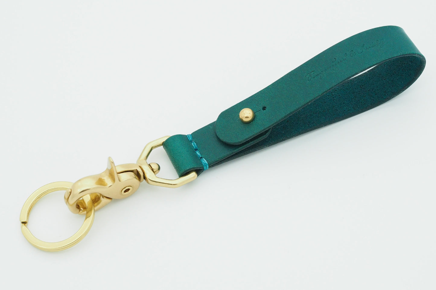 Schlüsselanhänger - lang - Petrol / Messing