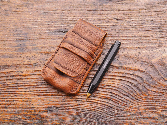 Stiftetui für 2 Pocketpens - Braun - Krokoprägung